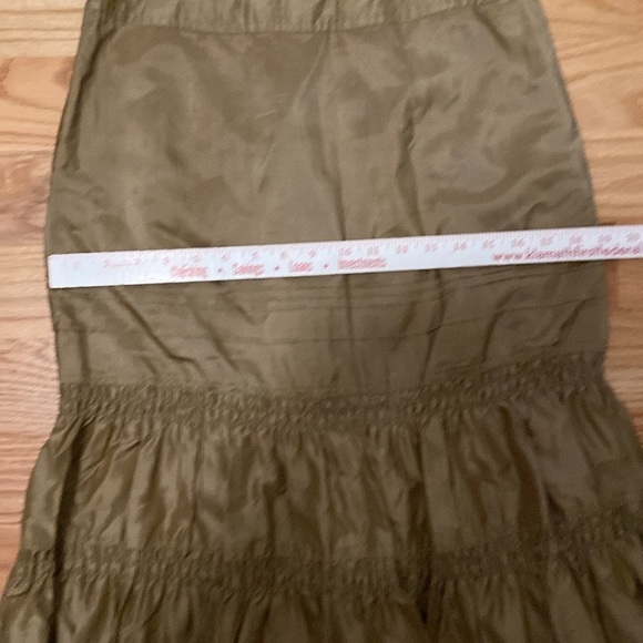 Banana Republic 100% Silk Midi Skirt Womens 4 gathered ruffles Champaign beige - Picture 12 of 12